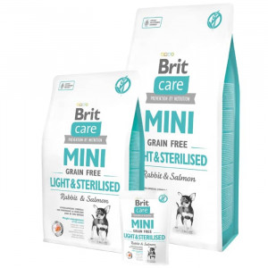 BRIT CARE DOG MINI LIGHT & STERILISED sausā barība suņiem Trusis 2kg